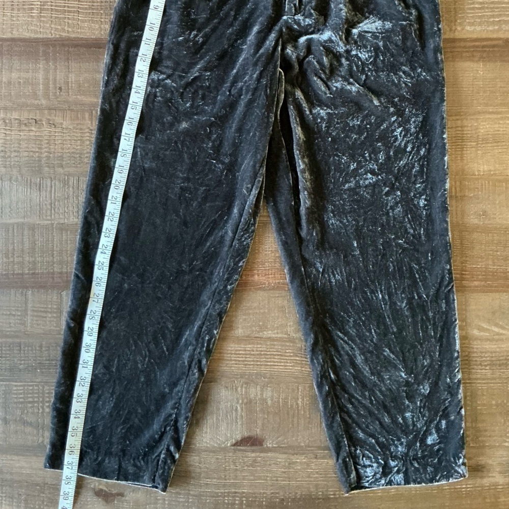 Madewell Silver Grey Velvet Velour Tapered Elastic Waist Ankle Pants Medium - Picture 3 of 7